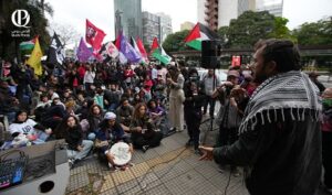 Read more about the article وقفة احتجاجية في ساو باولو للمطالبة بقطع العلاقات مع الكيان ووقف الإبادة في غزة