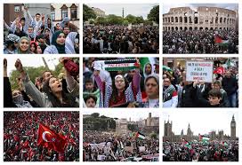 Read more about the article تظاهرات في عواصم عالمية تنديدا بمجازر الاحتلال الصهيوني في قطاع غزة