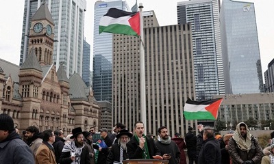 You are currently viewing العلم الفلسطيني يرفرف على مبنى بلدية تورونتو للمرة الأولى