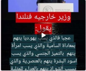 Read more about the article وزير خارجية فنلندا يكشف مفارقات  حرية التعبير وازدواجية المعايير
