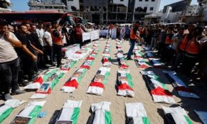 Read more about the article استشهاد 10 فلسطينيين خلال 24 ساعة في غزة وتشييع جثامين 50 شهيدا انتشلت من تحت الأنقاض
